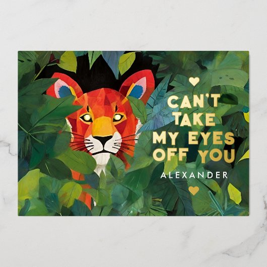 かわいい愛の言葉 カラフルジャングル ワイルドタイガー ペイント 箔シーズンカード (正面)