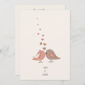 かわいい愛の鳥のウェディング招待カード 招待状 (正面/裏面)