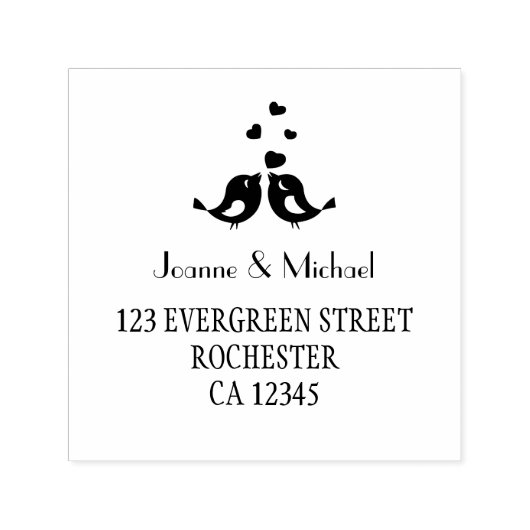 かわいい愛の鳥カスタムウェディングセルフィニングスタンプ セルフインキングスタンプ (デザイン)