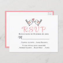 かわいい愛の鳥ピンクのラブバード結婚式RSVP