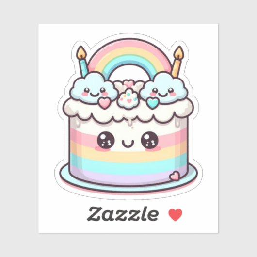 かわいい愛らしいかわいいお誕生日ケーキ シール (シート)