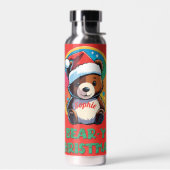 かわいい愛らしいかわいいチビ(小さくかわいく書いた感じ)クマyクリスマスベア ウォーターボトル (左面)
