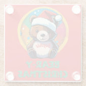 かわいい愛らしいかわいいチビ(小さくかわいく書いた感じ)クマyクリスマスベア ガラスコースター (裏面)