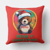 かわいい愛らしいかわいいチビ（小さくかわいく書いた感じ）クマyクリスマスベア クッション (裏面)