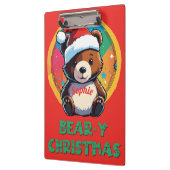 かわいい愛らしいかわいいチビ(小さくかわいく書いた感じ)クマyクリスマスベア クリップボード (左)
