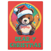 かわいい愛らしいかわいいチビ(小さくかわいく書いた感じ)クマyクリスマスベア クリップボード (裏面)