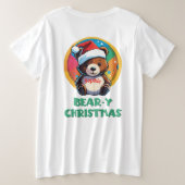 かわいい愛らしいかわいいチビ(小さくかわいく書いた感じ)クマyクリスマスベア プラスサイズTシャツ (デザイン裏面)