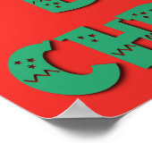 かわいい愛らしいかわいいチビ(小さくかわいく書いた感じ)クマyクリスマスベア ポスター (角)