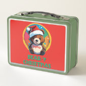 かわいい愛らしいかわいいチビ(小さくかわいく書いた感じ)クマyクリスマスベア メタルランチボックス (裏面)