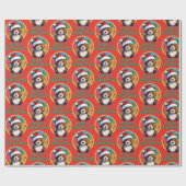 かわいい愛らしいかわいいチビ（小さくかわいく書いた感じ）クマyクリスマスベア ラッピングペーパー (フラット)