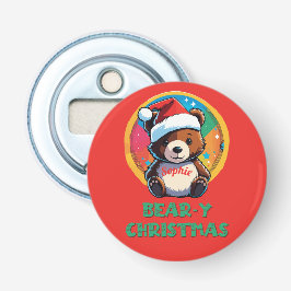 かわいい愛らしいかわいいチビ（小さくかわいく書いた感じ）クマyクリスマスベア 栓抜き