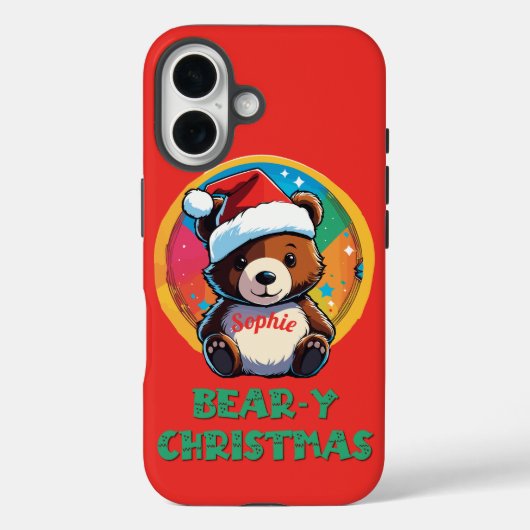 かわいい愛らしいかわいいチビ(小さくかわいく書いた感じ)クマyクリスマスベア Case-Mate iPhoneケース (裏面)