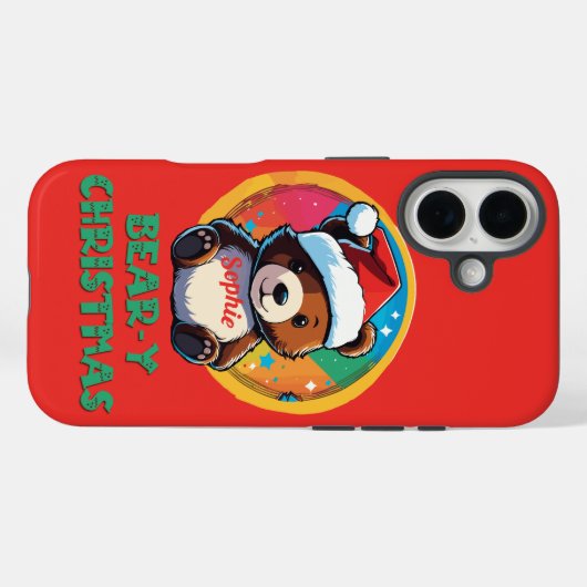 かわいい愛らしいかわいいチビ(小さくかわいく書いた感じ)クマyクリスマスベア Case-Mate iPhoneケース (裏面 (横))