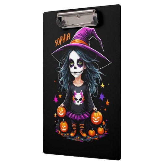 かわいい愛らしいかわいいハロウィンウィッチ クリップボード (左)