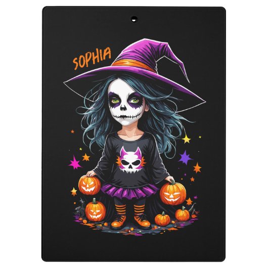 かわいい愛らしいかわいいハロウィンウィッチ クリップボード (裏面)