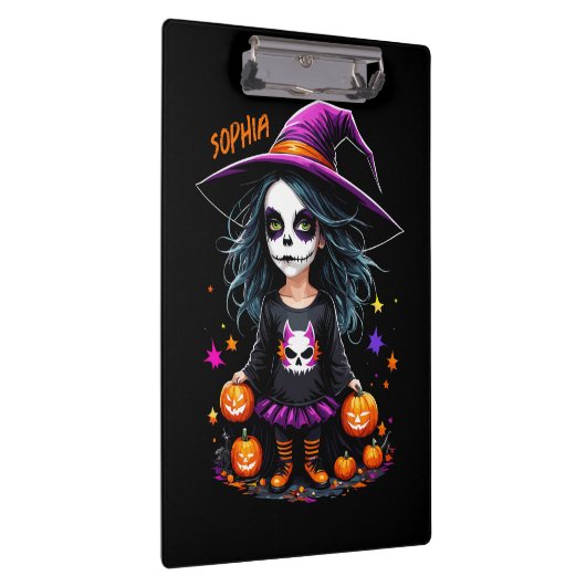 かわいい愛らしいかわいいハロウィンウィッチ クリップボード (右)
