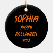 かわいい愛らしいかわいいハロウィンウィッチ セラミックオーナメント (裏面)