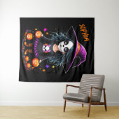 かわいい愛らしいかわいいハロウィンウィッチ タペストリー (インサイチュ(横))