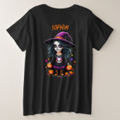 かわいい愛らしいかわいいハロウィンウィッチ プラスサイズTシャツ (デザイン裏面)