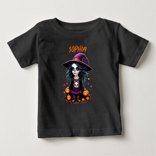 かわいい愛らしいかわいいハロウィンウィッチ ベビーTシャツ (正面)