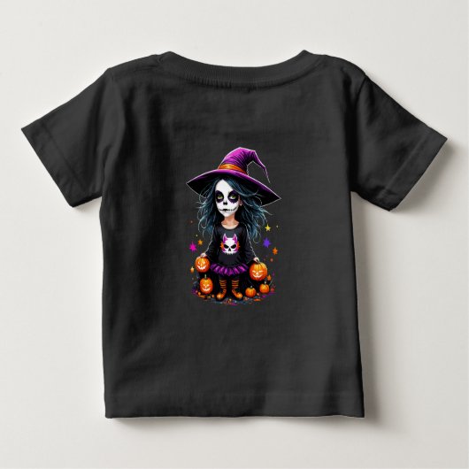 かわいい愛らしいかわいいハロウィンウィッチ ベビーTシャツ (裏面)