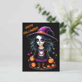 かわいい愛らしいかわいいハロウィンウィッチ ポストカード (スタンド正面)