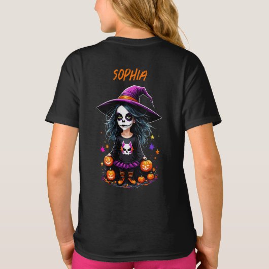 かわいい愛らしいかわいいハロウィンウィッチ Tシャツ (裏面)