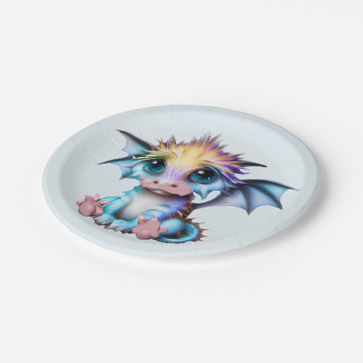 かわいい愛らしいかわいいベビードラゴン ペーパープレート (アングル)