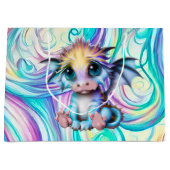 かわいい愛らしいかわいいベビードラゴン ラージペーパーバッグ (正面)
