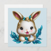 かわいい愛らしいかわいいベビーバニー シーズンカード (正面/裏面)