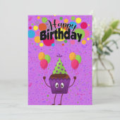 かわいい愛らしいかわいい誕生日カップケーキグリーティング カード (スタンド正面)