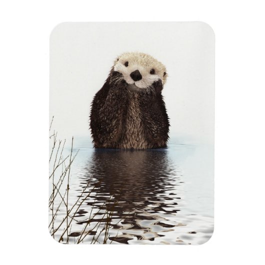 かわいい愛らしいふわふわカワウソ動物 マグネット (縦)