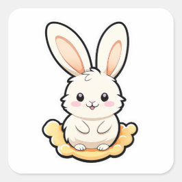 かわいい愛らしいウサギの動物 スクエアシール