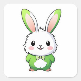 かわいい愛らしいウサギの動物 スクエアシール