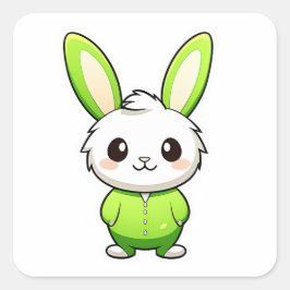 かわいい愛らしいウサギの動物 スクエアシール