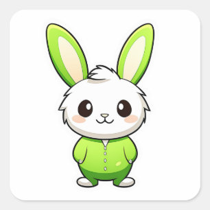 かわいい愛らしいウサギの動物 スクエアシール