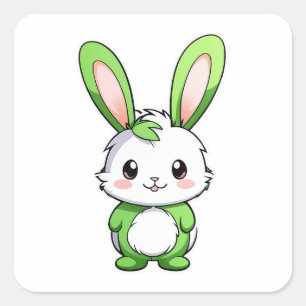 かわいい愛らしいウサギの動物 スクエアシール