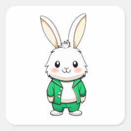 かわいい愛らしいウサギの動物 スクエアシール