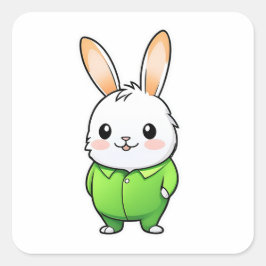 かわいい愛らしいウサギの動物 スクエアシール