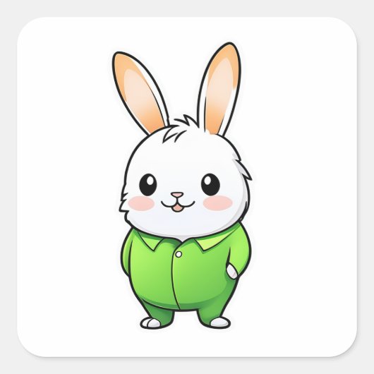 かわいい愛らしいウサギの動物 スクエアシール (正面)
