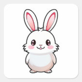 かわいい愛らしいウサギの動物 スクエアシール (正面)