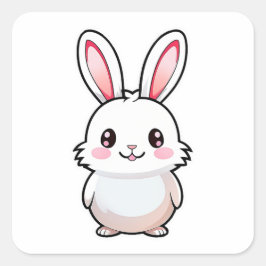 かわいい愛らしいウサギの動物 スクエアシール