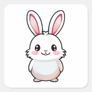 かわいい愛らしいウサギの動物 スクエアシール