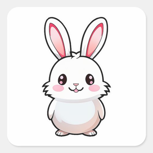 かわいい愛らしいウサギの動物 スクエアシール (正面)
