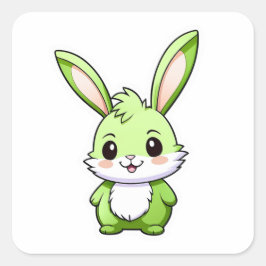かわいい愛らしいウサギの動物 スクエアシール