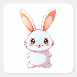 かわいい愛らしいウサギの動物 スクエアシール
