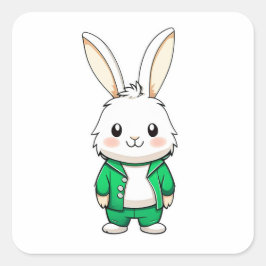 かわいい愛らしいウサギの動物 スクエアシール