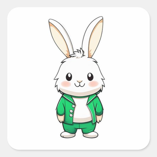 かわいい愛らしいウサギの動物 スクエアシール (正面)