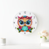 かわいい愛らしいカワイイ ベイビー フクロウ ラージ壁時計 (ホーム)