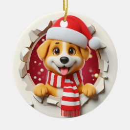 かわいい愛らしいクリスマスの休日の子犬バースト セラミックオーナメント